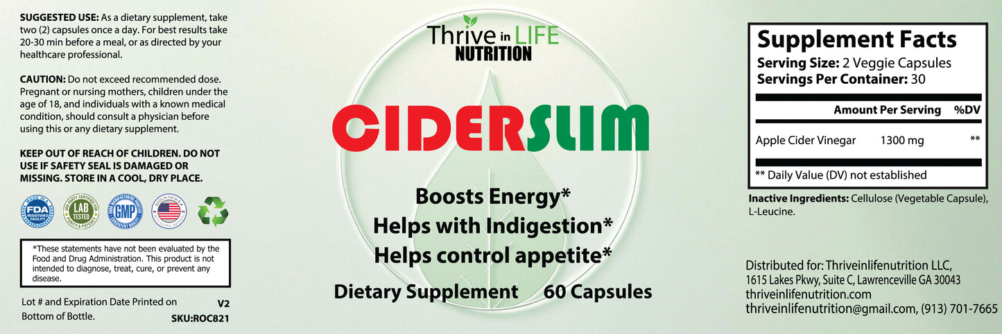 CIDER SLIM Indigestion, Appetite. Energy